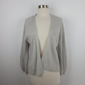 Velvet by Graham & Spencer Cashmere Blend Gray Open Front Cardigan Sweater Large